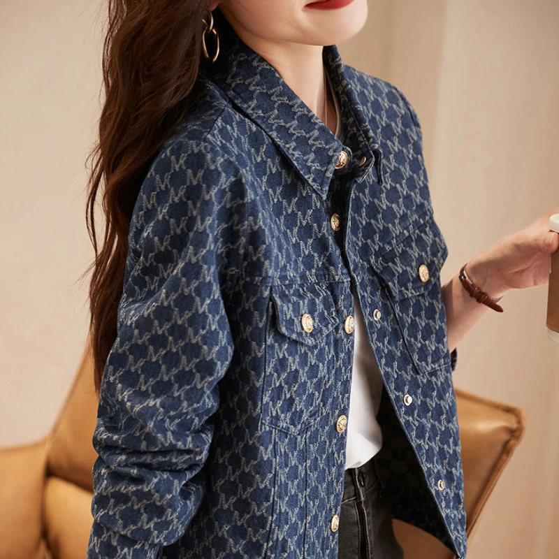 Winter Clothing On Sale - Chaquetas vaqueras azules con estampado para