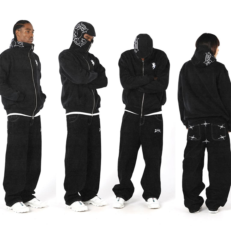 Winter Clothing Website - Sudadera con capucha con gráfico bordado
