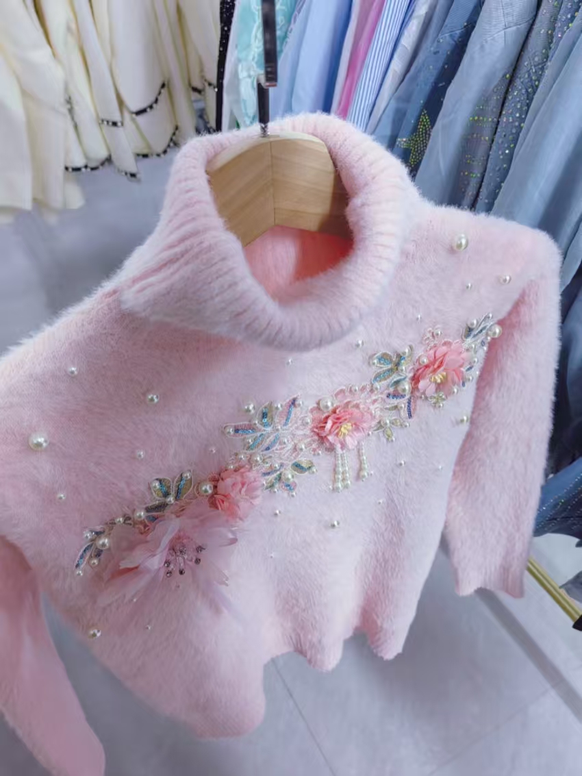 Suéter Rosa Ajustado con Cuell - Winter Clothing Photo reseña y precio